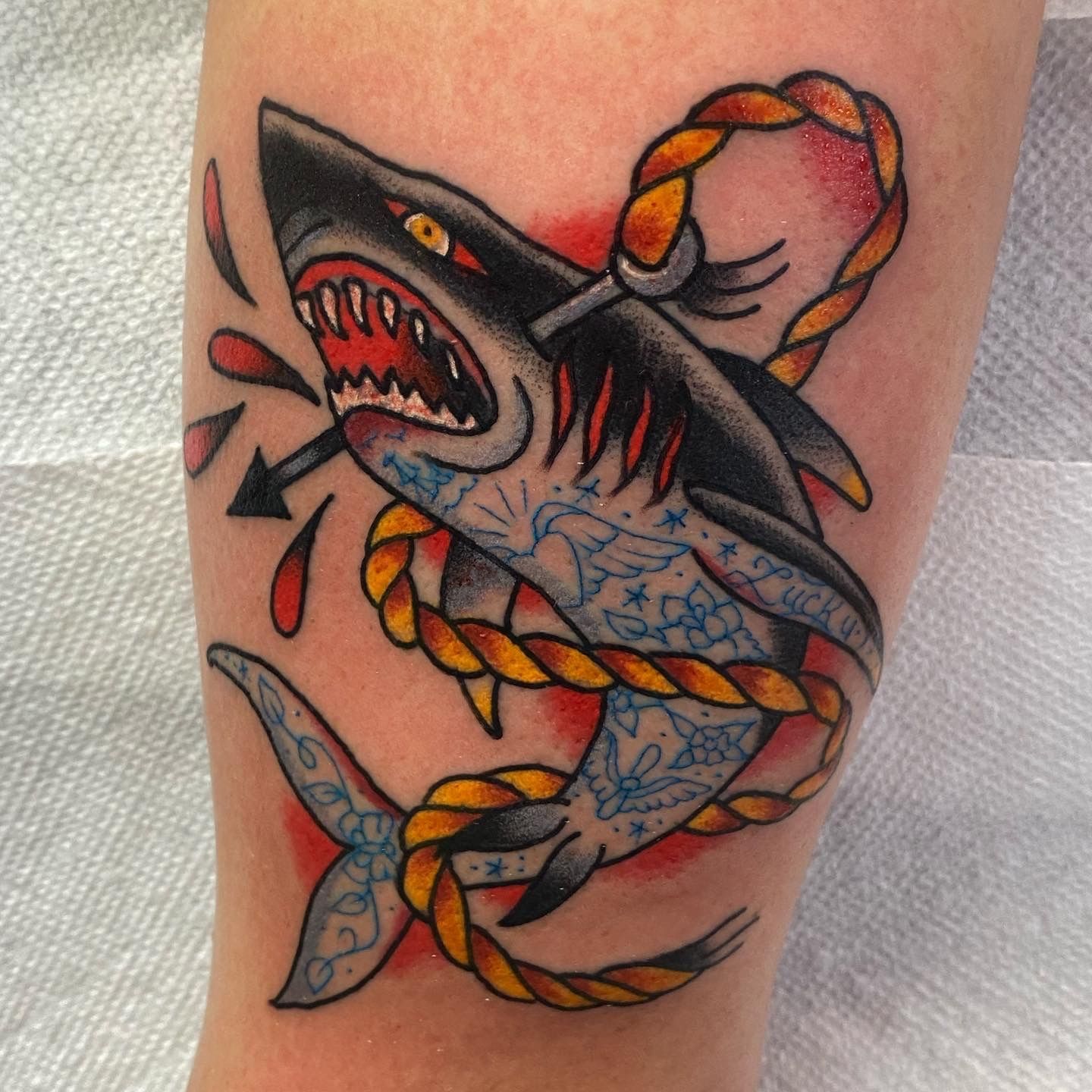 Shark tattoo by @ninja.v.herr at @trendkilltattoo in Celle, Germany  #ninjavherr #trendkilltattoo #celle #germany #sharktattoo | Instagram