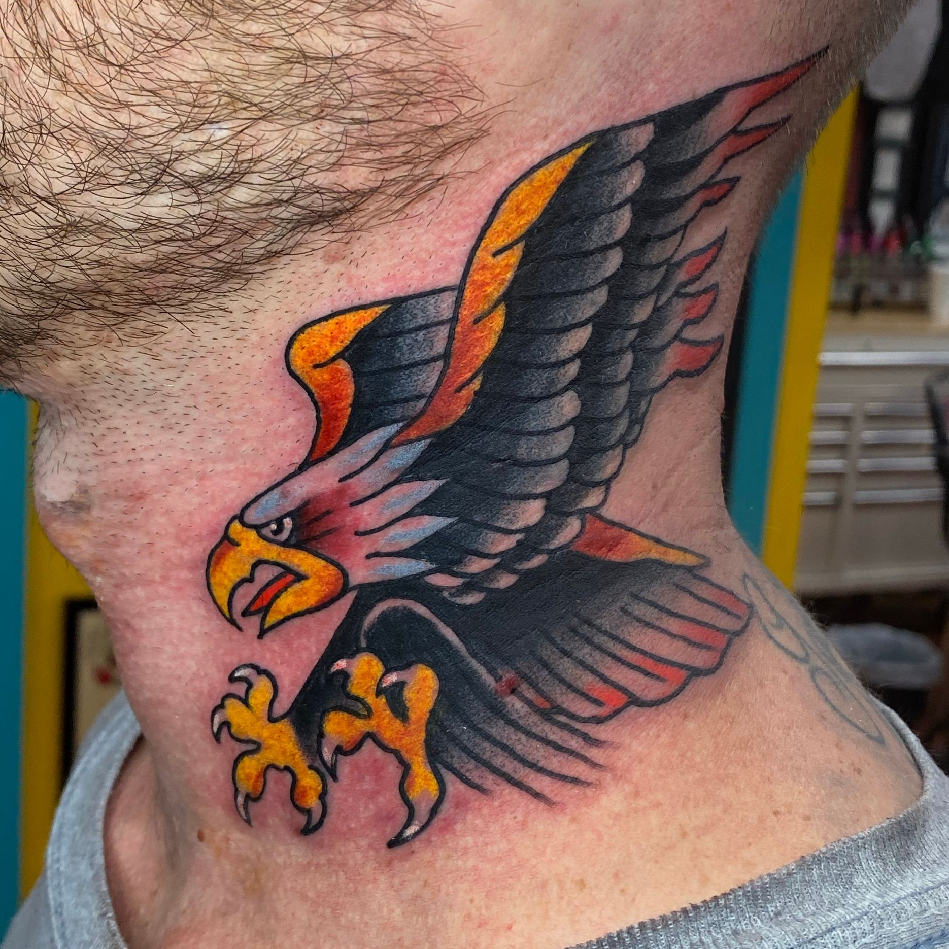 Tattoo uploaded by XenijaWo • Cover up tattoo, under this Harpy Eagle was  15 years old skull • Tattoodo