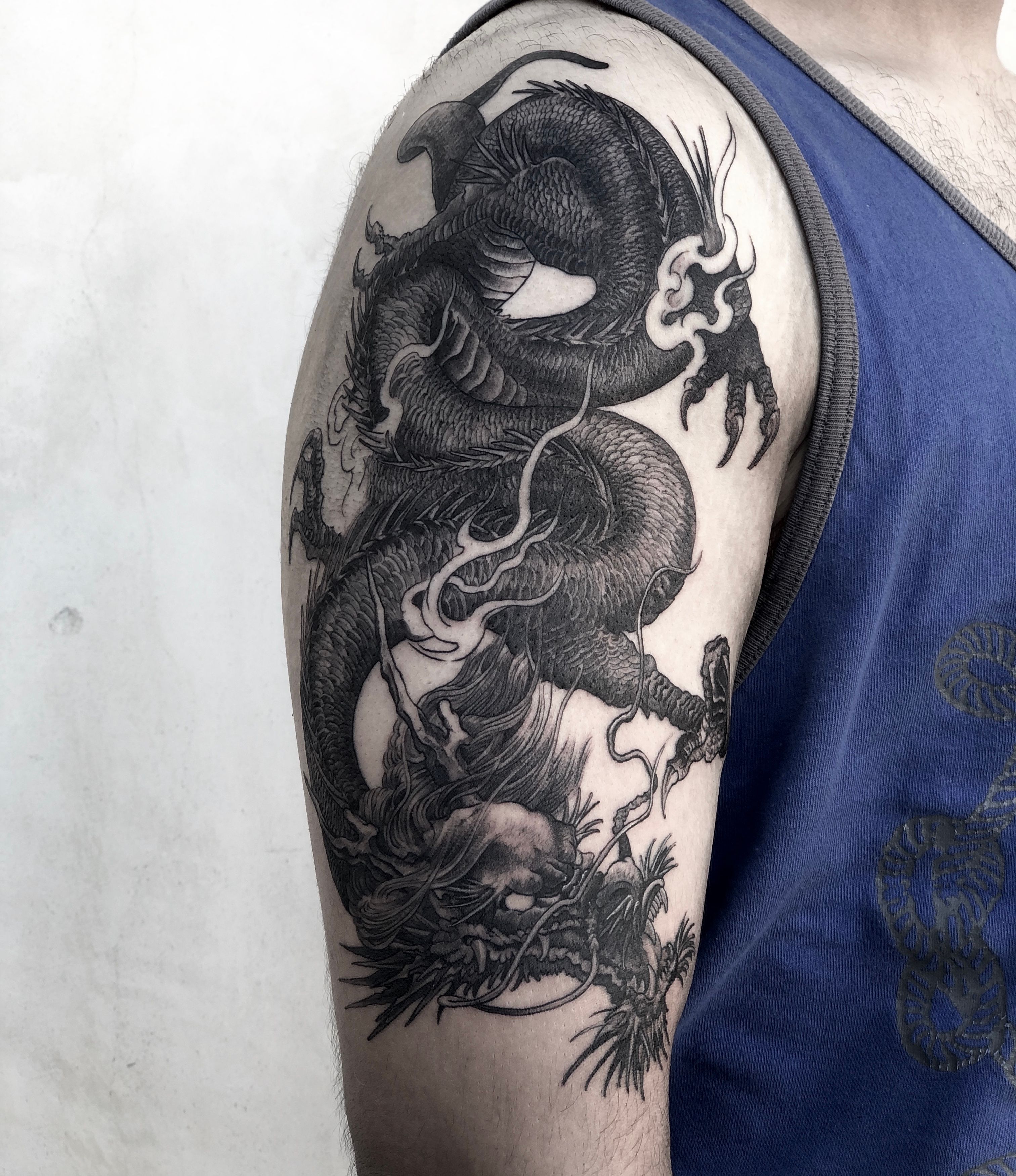 World Tattoo Gallery on X: dragon tattoo by © Azer.Artwork    / X