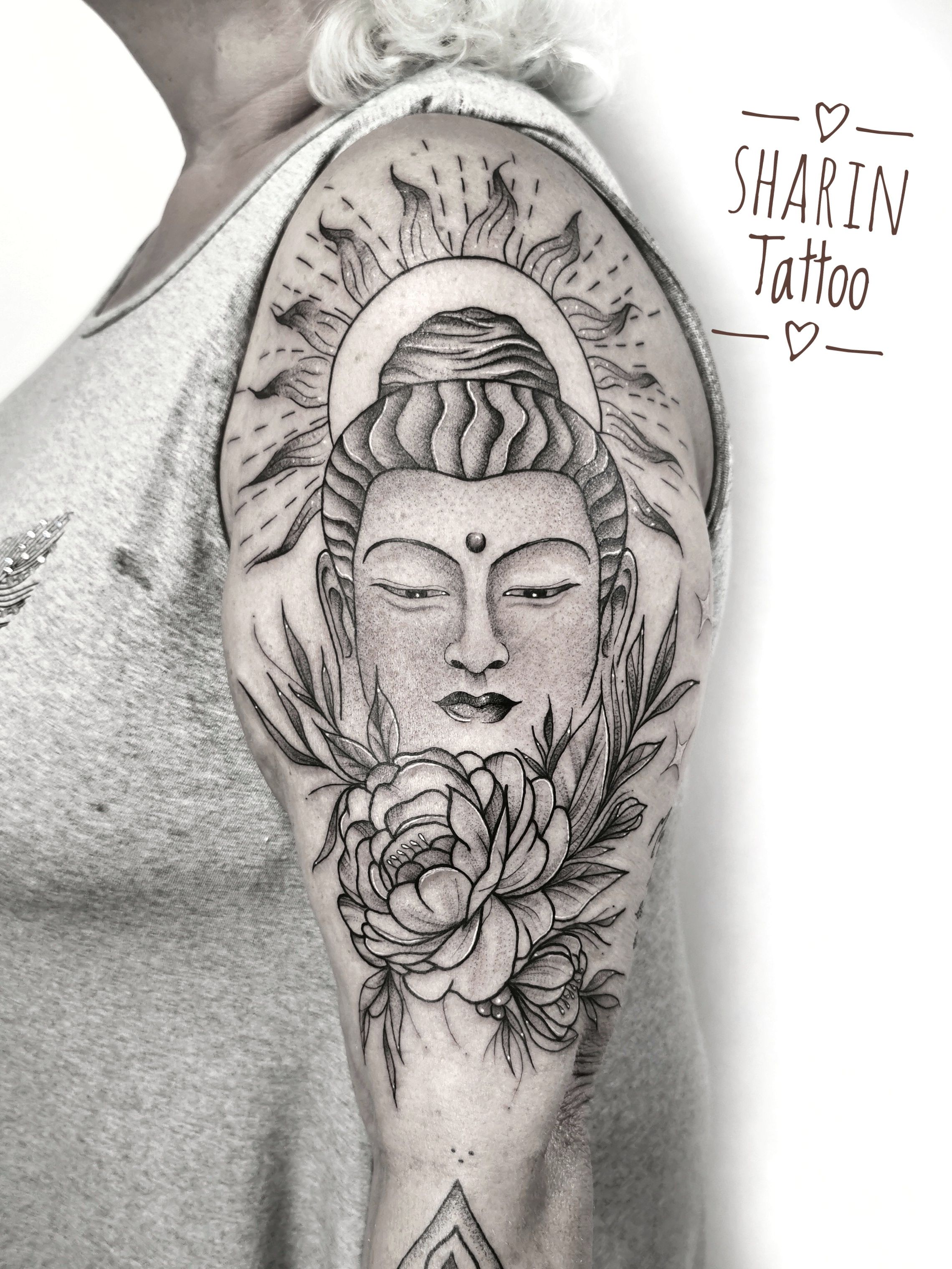 Art Immortal Tattoo : Tattoos : Feminine : Buddha and peony