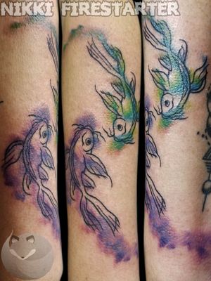 Watercolor Pisces fishes 🐟🐟....#Pisces #fish #FishTattoo #WatercolorTattoo #watercolor #astrology #AstrologyTattoo #zodiac #ZodiacTattoo #swimming #ColorTattoo #tattoos #BodyArt #BodyMod #modification #ink #art #QueerArtist #QueerTattooist #MnArtist #MnTattoo #VisualArt #TattooArt #TattooDesign #TheTattooedLady #TattooedLadyMN #NikkiFirestarter #FirestarterTattoos #firestarter #MinnesotaTattoo