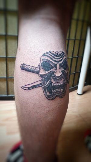 ⚔👹 I had the chance to do this spontaneous samurai mask tattoo yesterday and I had a lot of fun, he came for a touch up but went away with a new tatt😅