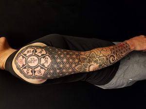 Dotwork, Blackwork, Coverup tattoo by Nathan Emery, San Francisco