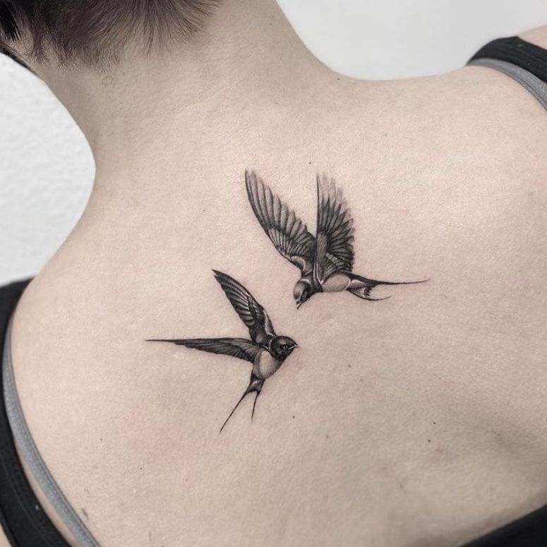 Unisex Realistic Black Temporary Art Tattoo Waterproof Swallow Birds |  PoshCadillac
