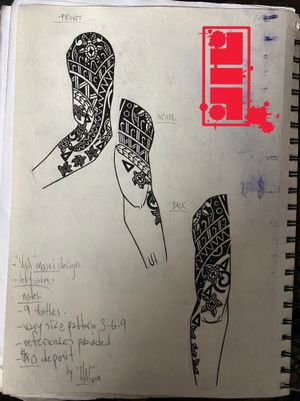 Project planning an ink project for an Maori inspired 3/4 sleeve for client.#stencilbuilds #inkproject #conceptrendering #designer #customsbuild #byjncustoms