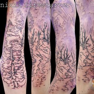 I didn't end up doing any Halloween flash this year, but I got to start this rad sleeve. Can't wait to get color into the space scene. . . . . #SleeveTattoo #SpaceTattoo #ForestTattoo #Woodland #trees #FullSleeve #OuterSpace #Linework #LinArt #wip #illustrative #tattoos #BodyArt #BodyMod #modification #ink #art #QueerArtist #QueerTattooist #MnArtist #MnTattoo #VisualArt #TattooArt #TattooDesign #TheTattooedLady #TattooedLadyMN #NikkiFirestarter #FirestarterTattoos #firestarter #MinnesotaTattoo