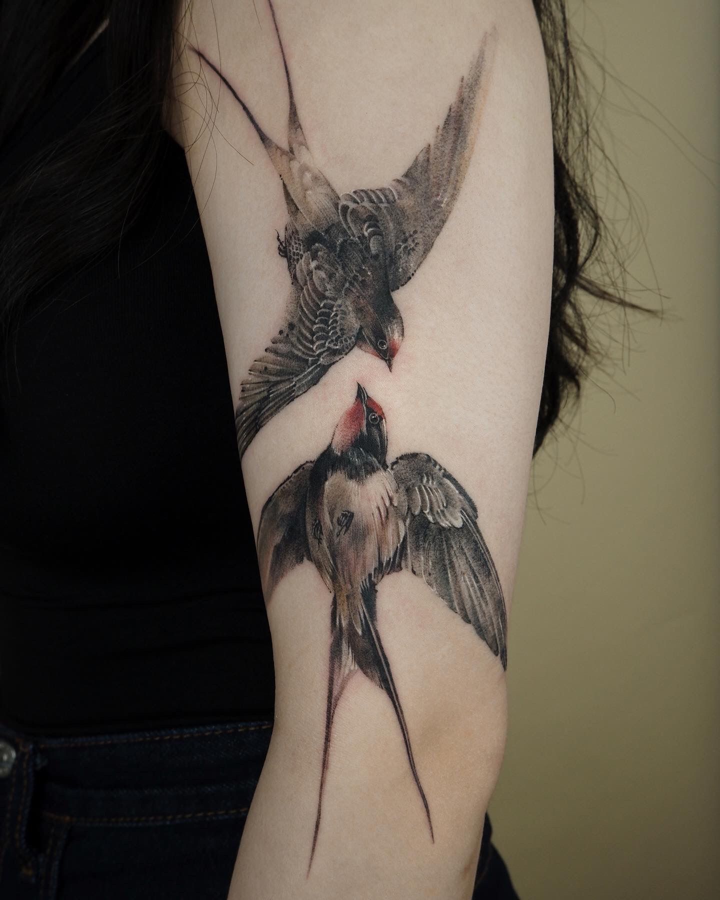 Tattoo of Feathers Birds Cover Up