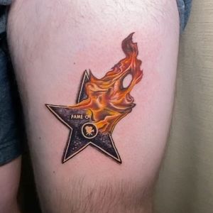 Hollywood Fame on Fire color tattoo
