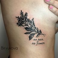 Bouquet on the ribs💐 font style can be any.