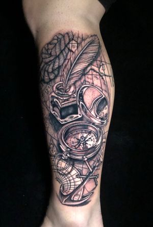 Compass, anchor tattooBrujula y ancla Maxdemiantattoo (instagram)