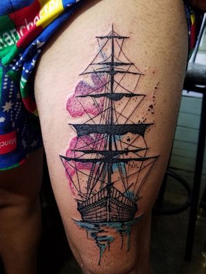 Watercolor! . . . #ink #inkaddict #inked #inklife #inkspiration #inkart #tattoos #tattooed #tattooidea #tattoolife #watercolortattoo #th_ink_cuba #tattooistart #tattooart #tattootime #tattoooftheday #tattoo #tatt #tattooartist #tatuajesdebarcos #ship #shipstattoos #bigtattoo #art #bodyart #artoftheday #artgallery #artwork