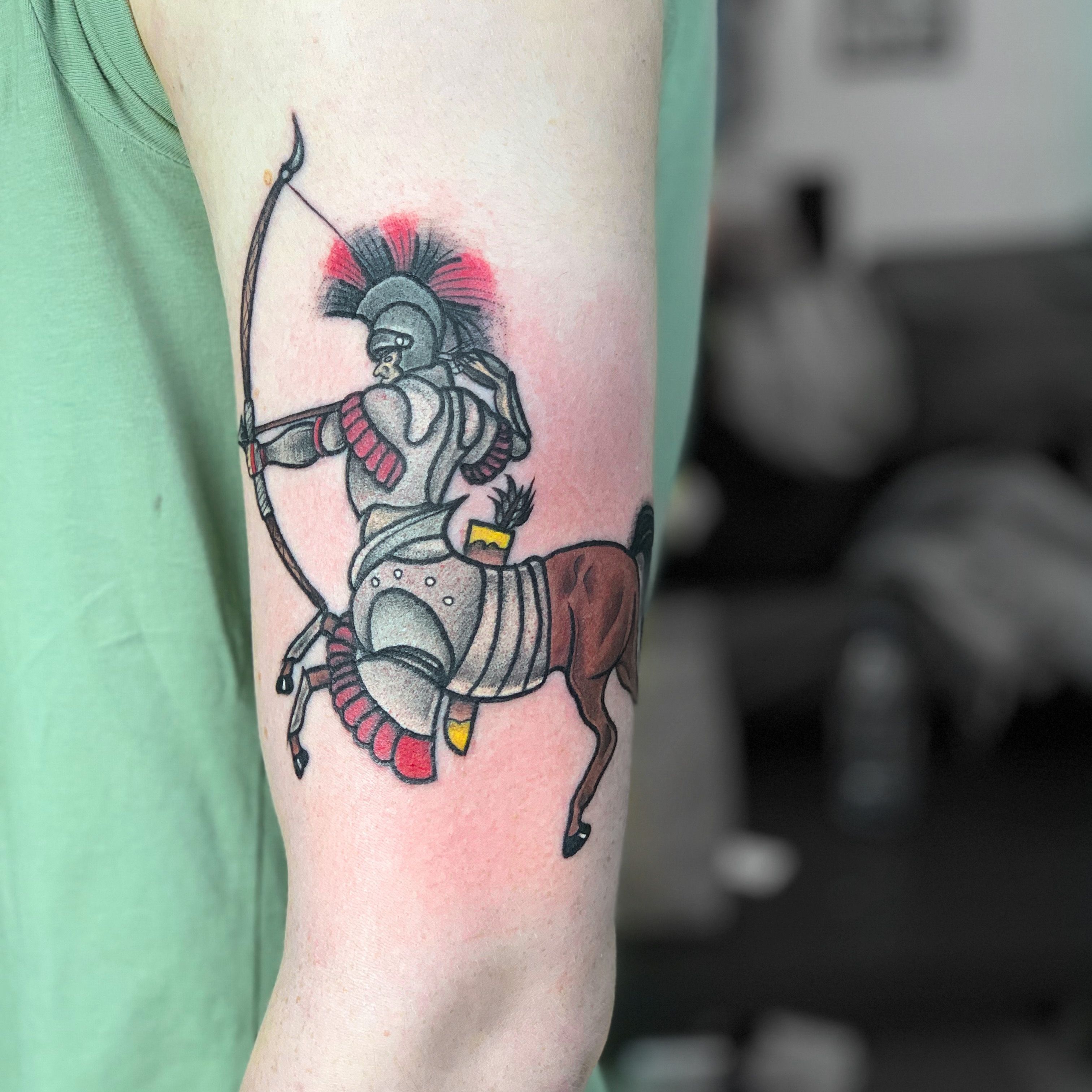 Sagittarius star sign Centaur tattoo. Heaps of meaning and she loves it.  Love doing these sort of tattoos. Greek gods. Amaizing | By Manik'z -  InkFacebook