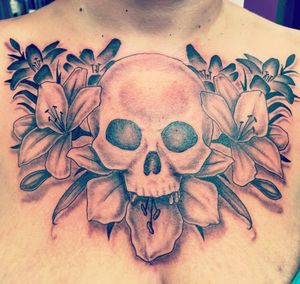 Skull and Lilies chest piece 