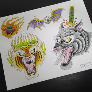 Tiger, wolf, hoju and winged eye 