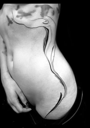 Abstract tattoo by Specimen #Specimen #abstract #blackwork #illustrative #linework #brushwork #brushstroke #painterly