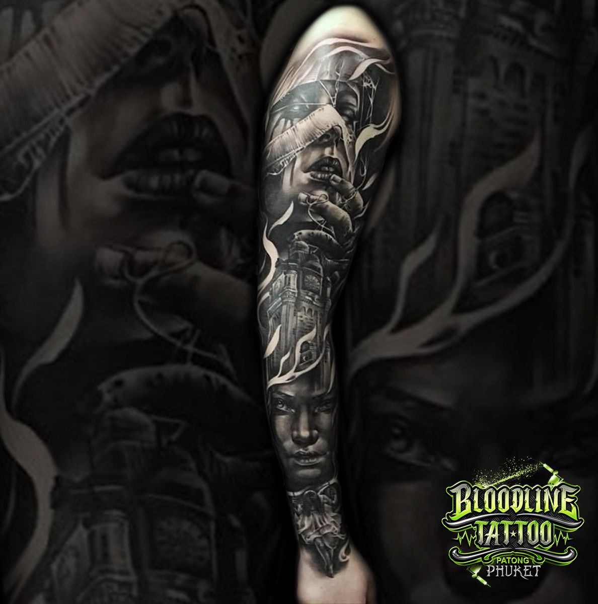 Tattoo uploaded by Bloodline Tattoo Phuket • Realistic Arm Sleeve ...