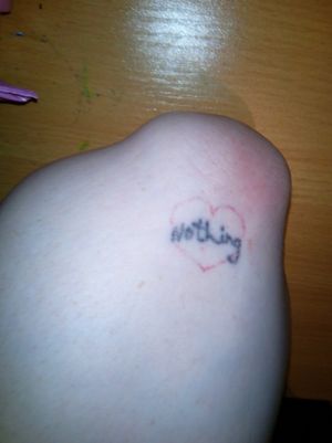 Under elbow tattoo. My first stick and poke tattoo