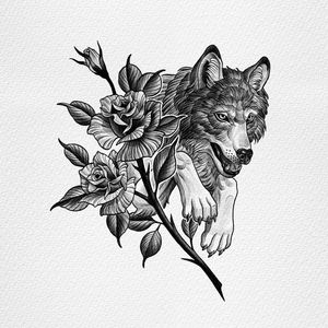 Wolf and rose flash