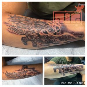 Eagle ghost machine concept done on clients forearm...Thanks for looking. #futuristic #neo #illustrative #graphic #style #customsdesign #original #byjncustoms