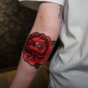 Rose embroidery tattoo