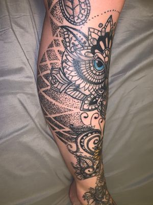 Owl Leg tattoo