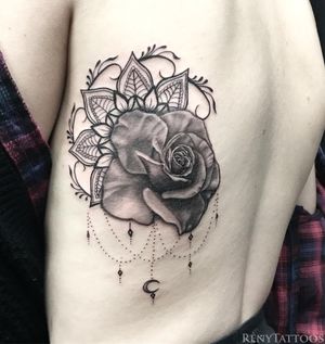 Mandala / Realism Rose / Jewelry Tattoo #realismrose #mandalarose