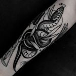 Blackwork traditional snake tattoo by satanischepferde #snake #blackwork #blacktattoo #dark #bold #armtattoo #serpent #neotraditional 