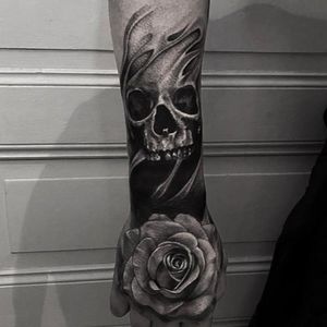 Rose and skullDark work cover up 