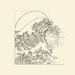 A simple sketch of a Japanese Wave and the mathematical spiral, the perfection of geometry 