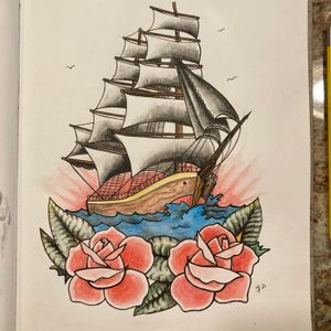 Little clipper ship design I put together for a friend, not strong at watercolor but we’re getting there!