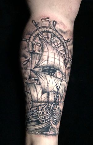 Sailboat tattoo Maxdemiantattoo (instagram)