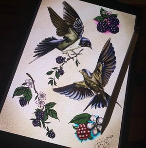 Just some birds and berries I’d like to do ❤️