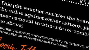 £100 gift voucher for sale removals piercings TATTOOS 