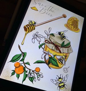 Save the bees 🐝 flash available to tattoo ❤️