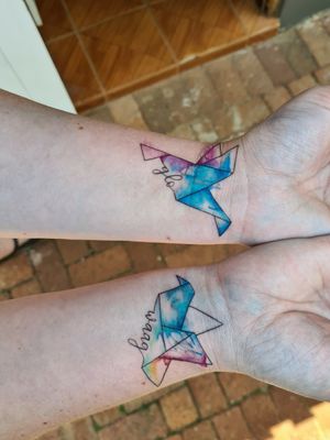 Watercolour origami cover-up. 