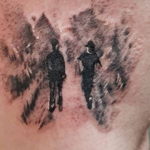 Very very fresh* tattoo of Twin Hazey's** 1st single sleeve done by Andi Newman at Ninth Realm Tattoos in Crosskeys*a few minutes old**90s Midlands indie band#TwinHazey #90sIndie #CovBand
