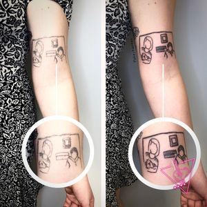 Rework Of Another Artist’s Handpoked Tattoo by Pokeyhontas @ KTREW Tattoo - Birmingham, UK #handpoked #tattoo #armtattoo #birminghamuk #portraittattoo