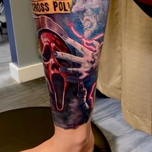 Ghostface Tattoo on horror leg sleeve