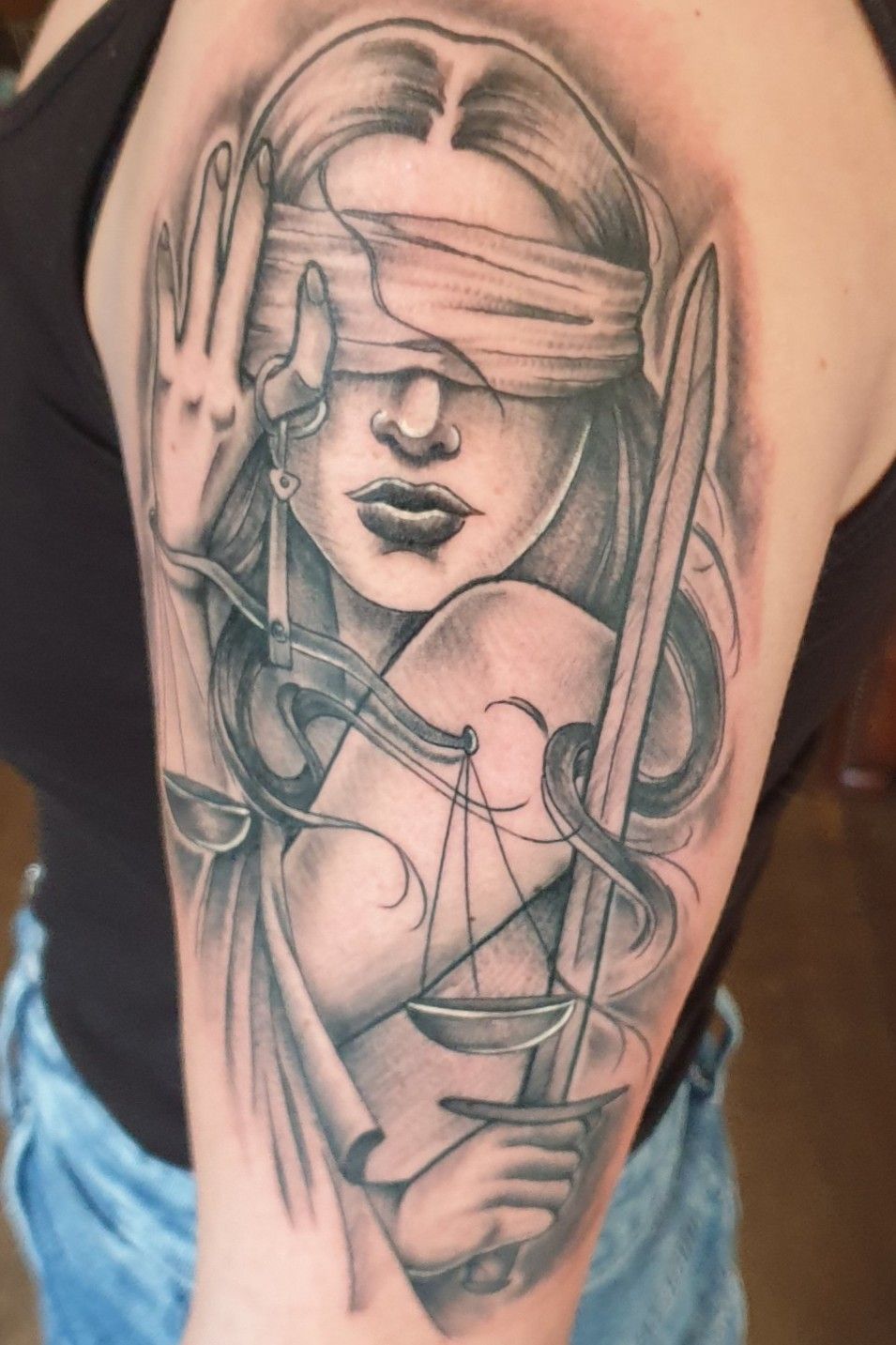 40 Lady Justice Tattoo Designs For Men  Impartial Scale Ideas