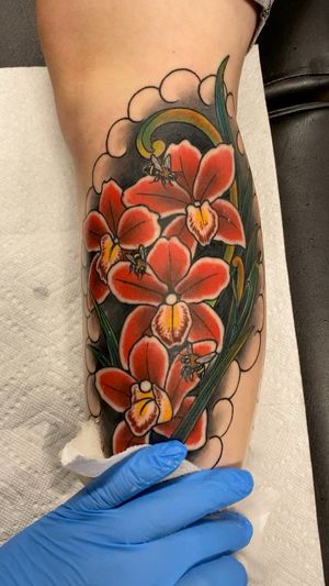 Red Boat Orchids on the lower outer leg area, 6hr session in total. Message me if u want to book with me. 😎👍