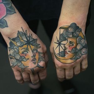 Pair of hands. Left is fresh, right hand is healed 