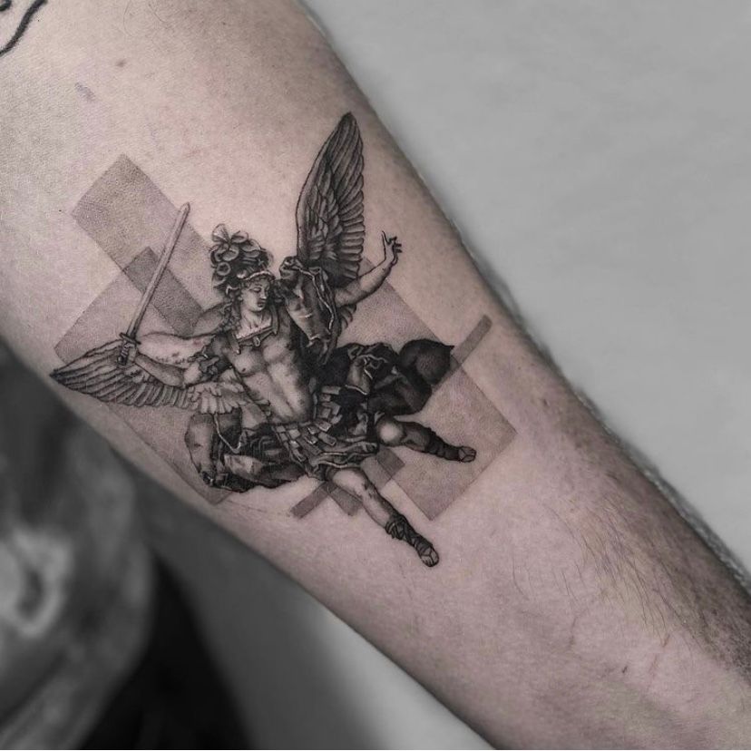 Tattoos By Drew - St Michael tattoo. #tat #tats #tattoo #tattoos #tatted  #tattooart #stmichaeltattoo #angel #god #art #illustration #illustrator  #wip #bng #blackandgreytattoo | Facebook