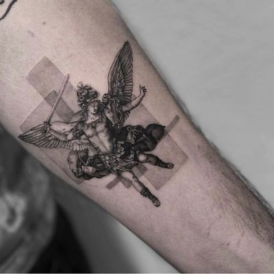 Dotwork Jesus With Louis Vuitton Tattoo Idea - BlackInk AI