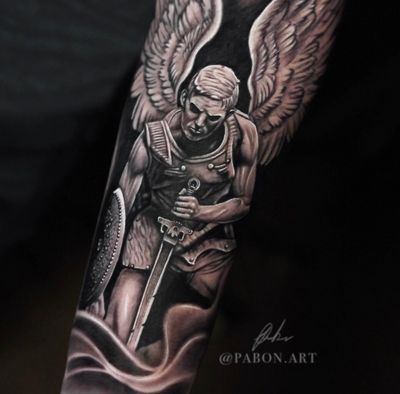 Angel Sculture . . . . #tattoo #angel #sculpture #realism #blackandgrey
