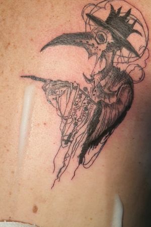 Illustrative plague doctor tattoo