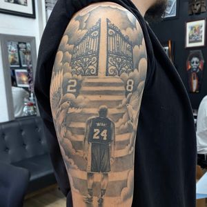 Fully healed Kobe tattoo 
