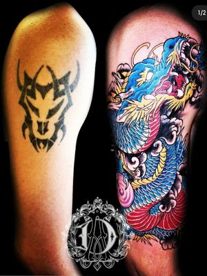 Japanese dragon coverup #blackandgreytattoo #tattoodesign #tattoos #tattoomafia #alexdavidsontattoos #design #instagood #instashare #instart #instaink #fkirons #xion #fkironsxion #tattoopen #tattoo #tat #tattooshop #art #shading #eliteneedles #eternalink #dynamicink #coveruptattoo #japanesetattoo #dragontattoo #armtattoo #irezumi #japanesedragon