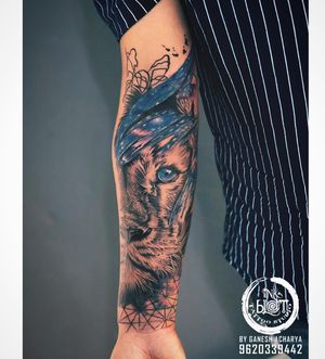 Water colour lion tattoo done by Inkblot tattoos contact :9620339442
