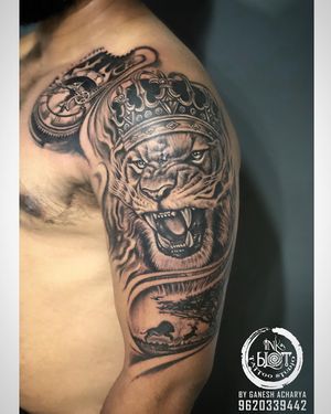 Lion tattoo done by Inkblot tattoos contact :9620339442