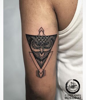 Geometric Owl tattoo done by Inkblot tattoos contact :9620339442